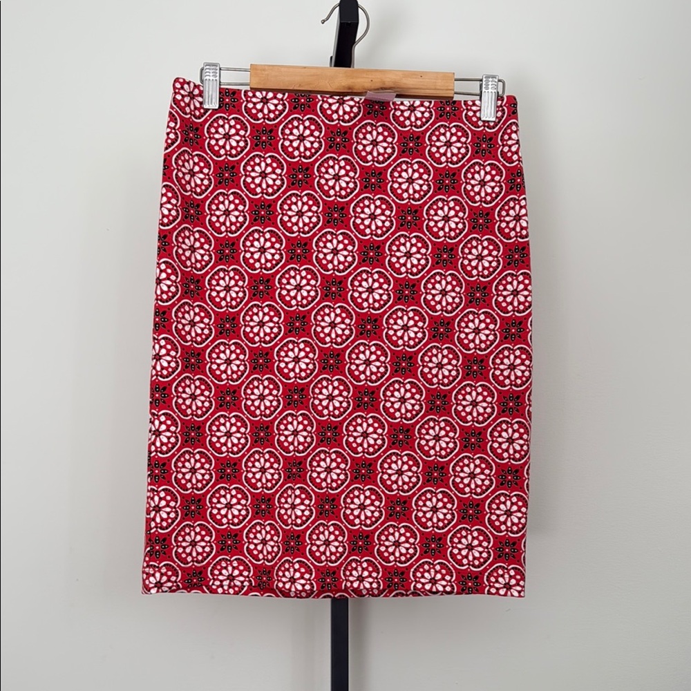 Red and White Patterned Women's Skirt